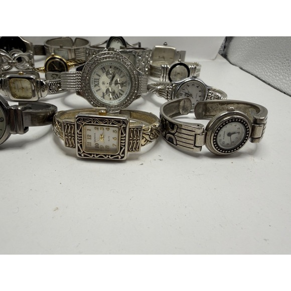 Cuff Bangle Bracelet Mostly Silver & Gold Tone Ladies Watches ALL METAL Lot 20 main image 7